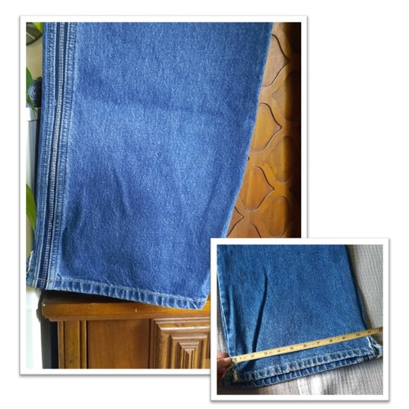 Union Bay 90s Vintage Striped Distressed Baggy Wide Leg Denim Jeans Mens 33x32 - Picture 7 of 16